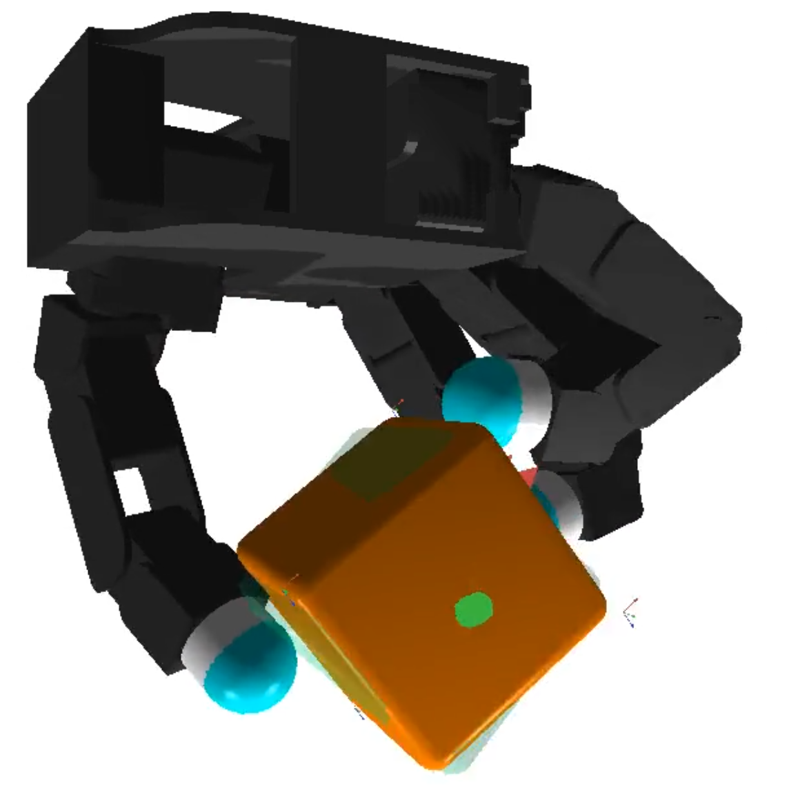 A preview image for the paper. It shows a robotic hand (the allegro hand) grasping a cube. This image was created during the rollout of a policy trained with the algorithm introduced in the paper.